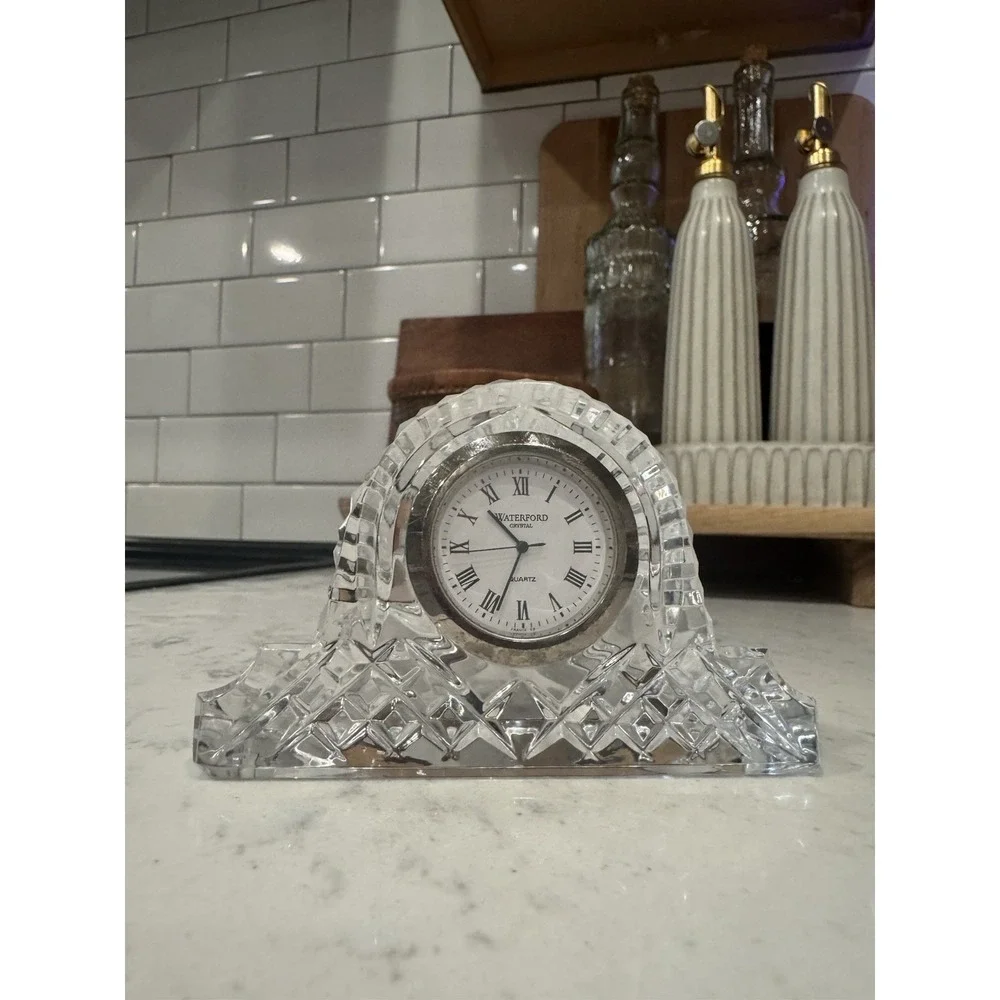 Waterford Crystal Quartz‎ Mantel Or Desk Cloc Lismore Collection 8.5